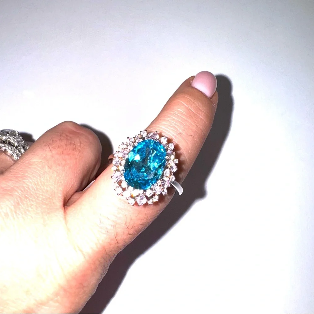 |Vanna K for Bella Luce Blue Pink Cubic Zirconia Platineve Ring 9.82ctw size 10 - Picture 7 of 7